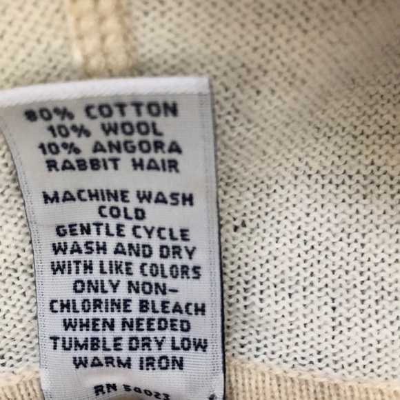 GAP cozy wool blend hoodie pullover sweater top in cream and tan stripe Size S - Picture 13 of 13